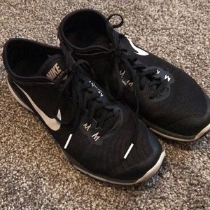Black and white nike shoes